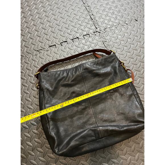 Fossil Corey Hobo Bag Black Leather Purse Shoulder‎ Womens Brown Accents - Picture 12 of 12